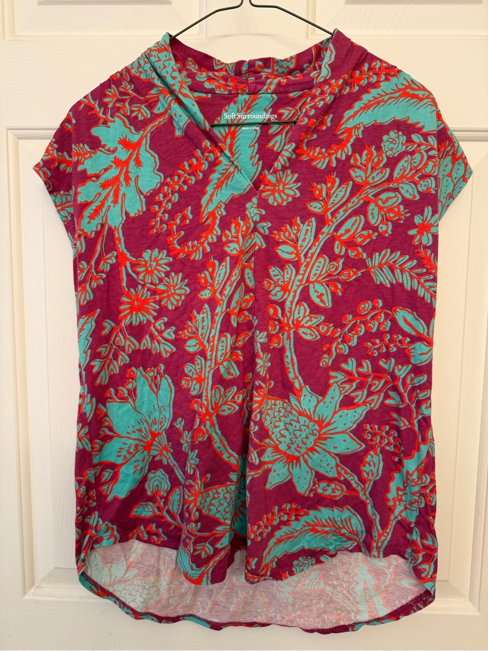 Soft Surroundings Women's Floral Tee in Magenta and Teal